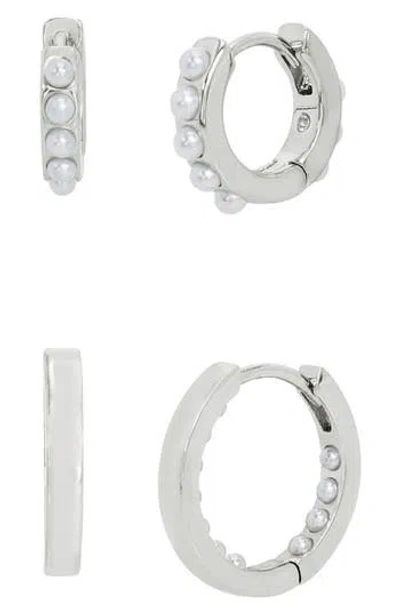 Allsaints Set Of 2 Faux Pearl Huggie Hoop Earrings