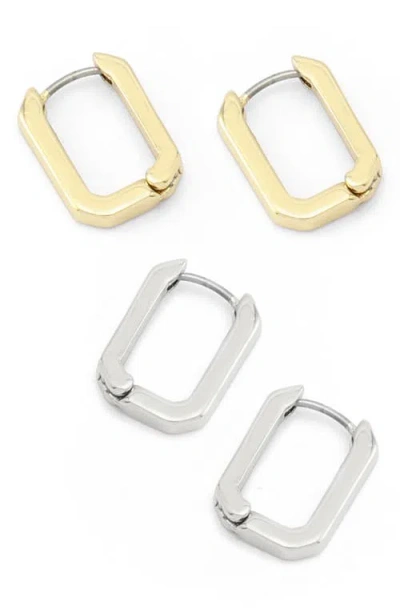 Allsaints Set Of 2 Two-tone Hex Huggie Hoop Earrings In Multi