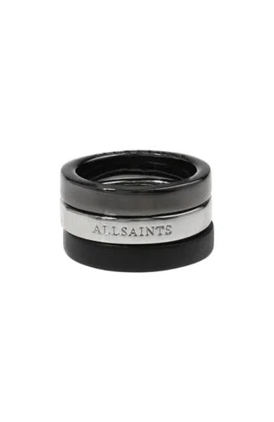 Allsaints Set Of 3 Band Stacking Rings In Multi