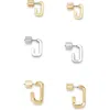 Allsaints Set Of 3 Two-tone Hex Huggie Hoop Earrings In Two Tone