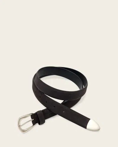 Allsaints Seth Leather Belt In Black