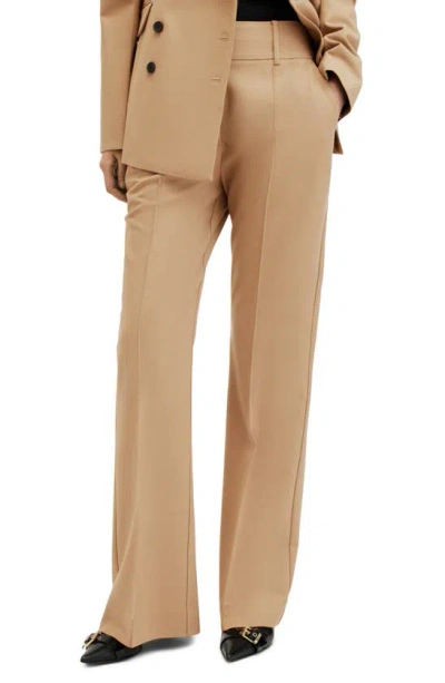 Allsaints Sevenh Creased Pants In Camel Brown
