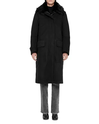 Allsaints Seyka Reversible Cotton, Leather & Shearling Coat In Black
