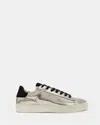 Allsaints Shana Low Top Metallic Leather Trainers In Silver