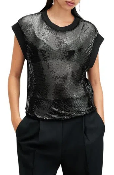 ALLSAINTS ALLSAINTS SHANE MIXED MEDIA CHAINMAIL TOP