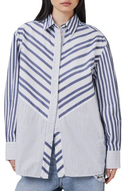 Allsaints Shannon Striped Shirt In White/blue