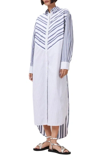 Allsaints Shannon Stripe Long Sleeve High-low Maxi Shirtdress