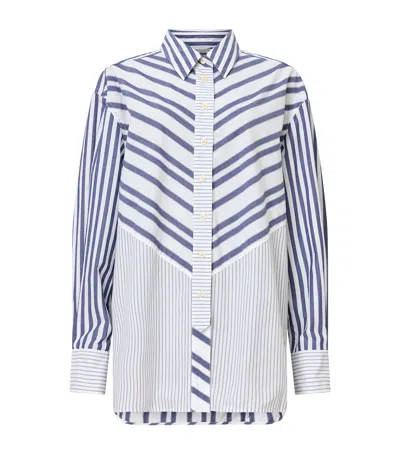 Allsaints Shannon Striped Shirt In White/blue