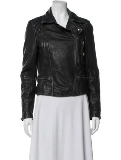 Pre-owned Allsaints Shearling Biker Jacket In Black