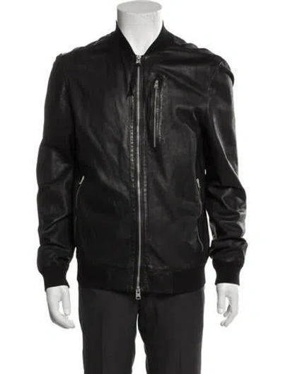 Pre-owned Allsaints Shearling Bomber Jacket In Black