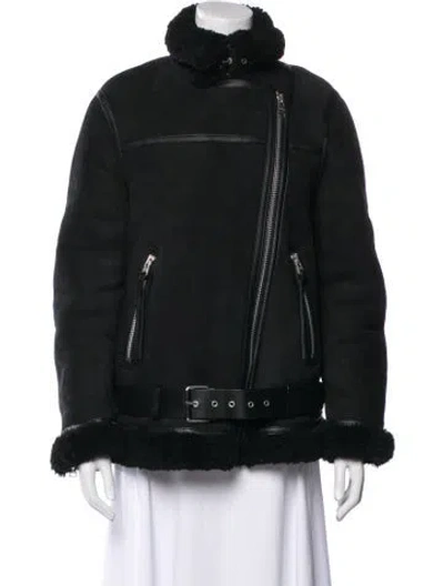 Pre-owned Allsaints Shearling Coat In Black