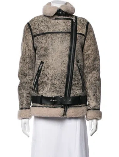 Pre-owned Allsaints Shearling Coat In Brown