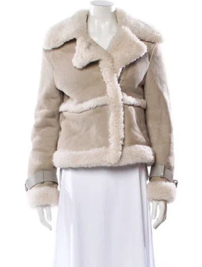 Pre-owned Allsaints Shearling Faux Fur Coat In White