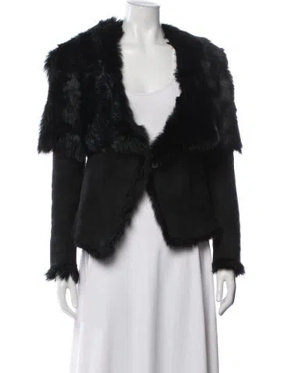 Pre-owned Allsaints Shearling Faux Fur Jacket In Black