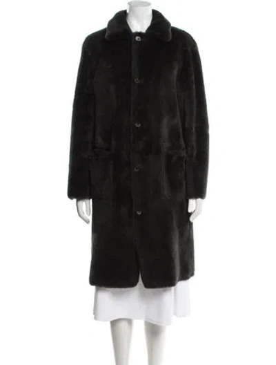 Pre-owned Allsaints Shearling Fur Coat In Black