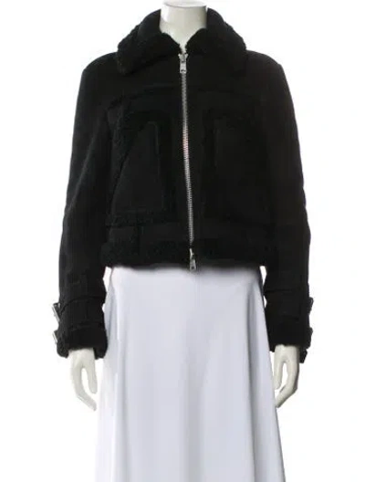 Pre-owned Allsaints Shearling Fur Jacket In Black