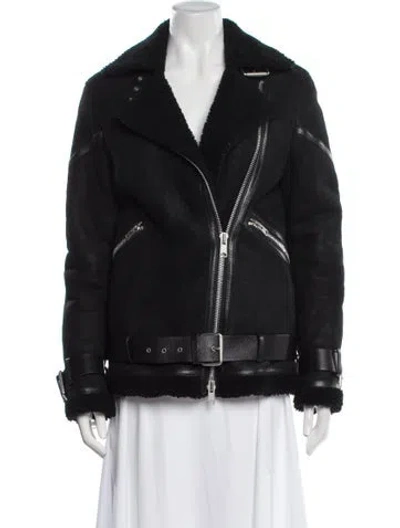 Pre-owned Allsaints Shearling Fur Jacket In Black