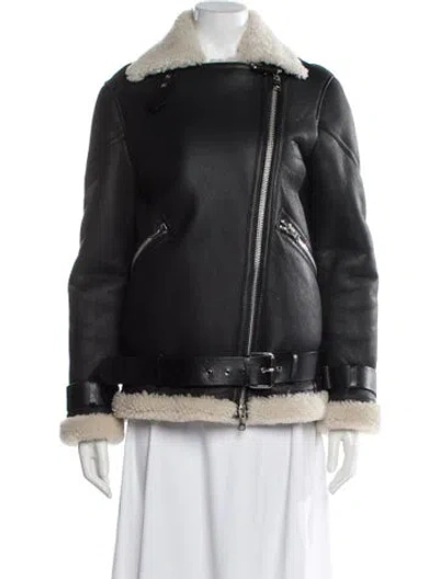 Pre-owned Allsaints Shearling Fur Jacket In Black