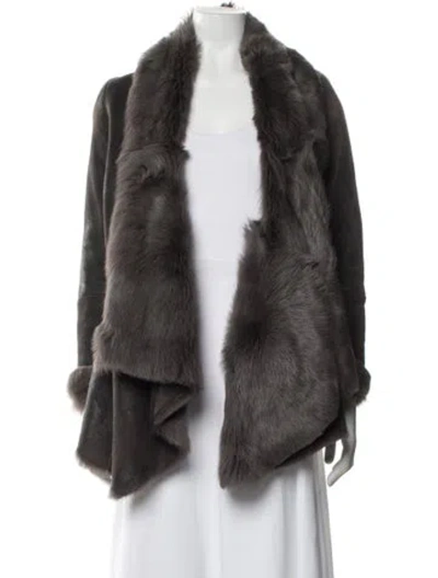 Pre-owned Allsaints Shearling Fur Jacket In Brown