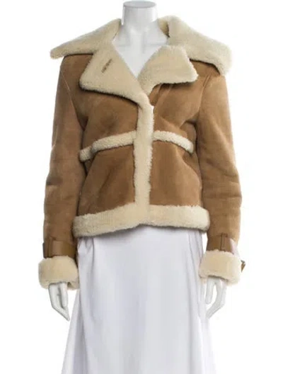 Pre-owned Allsaints Shearling Fur Jacket In Brown