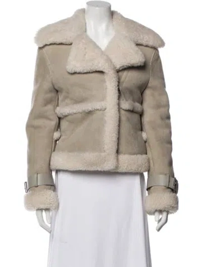 Pre-owned Allsaints Shearling Fur Jacket In Gray