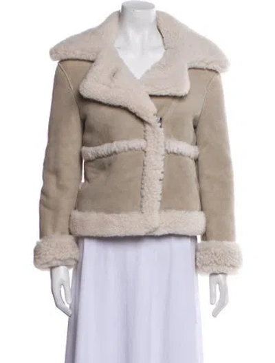 Pre-owned Allsaints Shearling Fur Jacket In White
