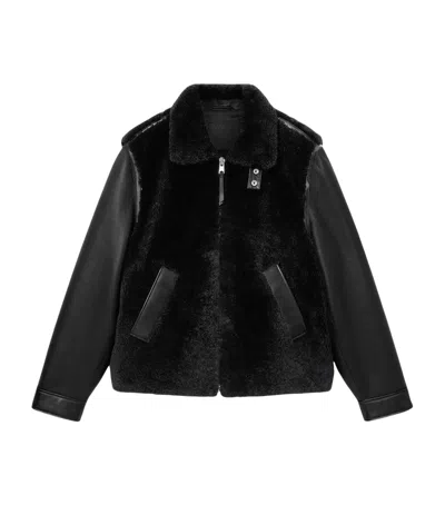 Allsaints Shearling-leather Conyer Jacket In Black