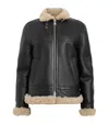Allsaints Lorel Genuine Shearling Flight Jacket In Black