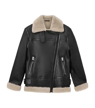 Allsaints Shearling Sola Leather Jacket In Black