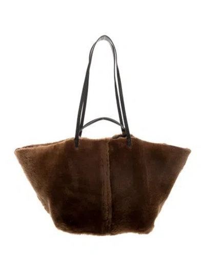 Pre-owned Allsaints Shearling Top Handle Bag In Brown