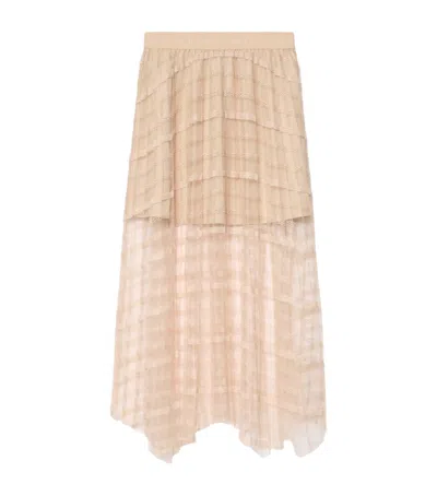Allsaints Sheer Celia Maxi Skirt In Pink