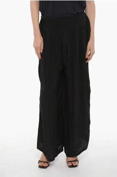 Allsaints Sheer Fabric Hezzy Pants With Drawstring Waist In Black