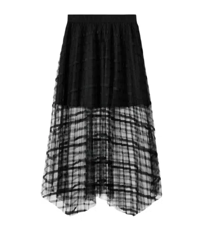 Allsaints Sheer Overlay Celia Midi Skirt In Black