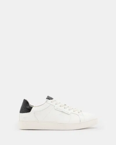 Allsaints Sheer Round Toe Leather Sneakers In White/metallic