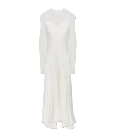 Allsaints Sheer-overlay Flared Dress In White