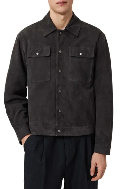 Allsaints Shelton Goatskin Suede Jacket In Black
