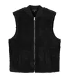 Allsaints Mens Jet Black Otis Ribbed-collar Sherpa Gilet Xl In Black