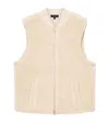 Allsaints Mens Bone White Otis Ribbed-collar Sherpa Gilet Xl In White