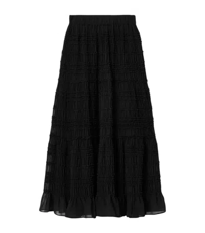 Allsaints Shirred Lotus Maxi Skirt In Black