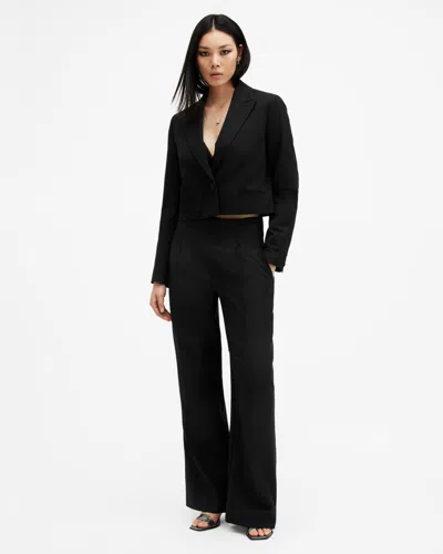 Allsaints Shores Cropped Relaxed Fit Blazer In Black