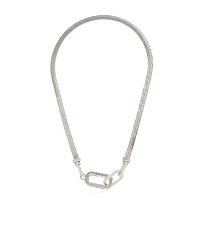 Allsaints Snake-chain Carabiner-link Necklace In Metallic