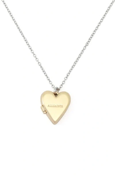Allsaints Short Heart Locket Pendant Necklace In Gold