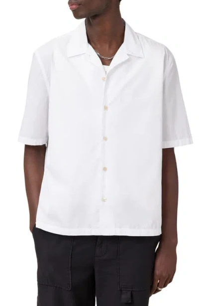 Allsaints Short Sleeve Button-up Shirt In White