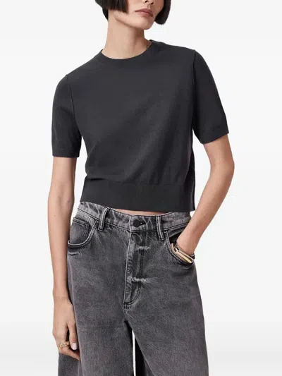 Allsaints Short-sleeve Crew-neck Top In Black