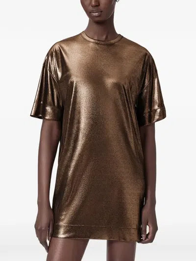 Allsaints Short-sleeve Mini Dress In Brown