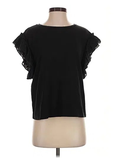 Pre-owned Allsaints Short Sleeve Top Black Ruffles Neckline Tops