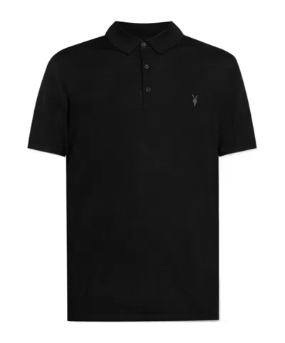 Allsaints Mode Merino Wool Polo Shirt In Black