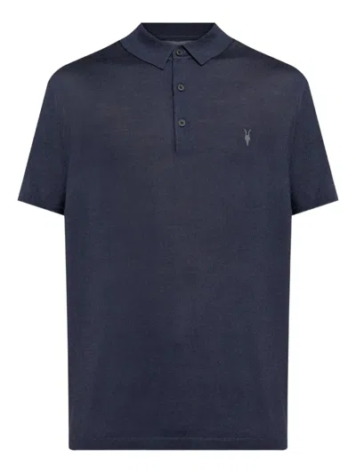 Allsaints Short-sleeves Logo Polo Shirt In Blue
