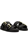 Allsaints Sian Raffia Two-strap Sandal In Black