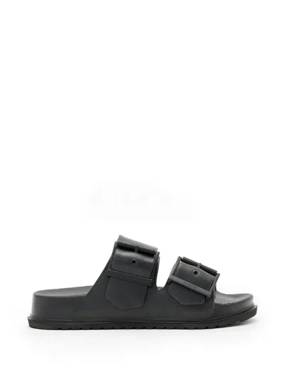 Allsaints Sian Buckle-fastening Double-strap Slides In Black